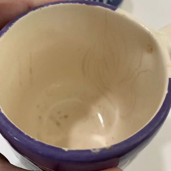 Wing Ute USA Tribal Hand Painted Carved Pottery Coffee Mugs Yazzie Silas Signed - Picture 6 of 12